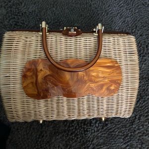 Vintage Wooden/Straw handbag